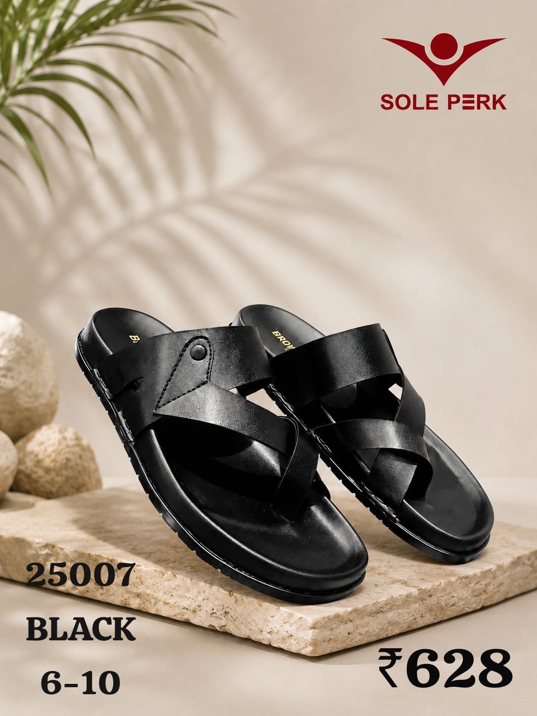 Editorial men's leather sandal look